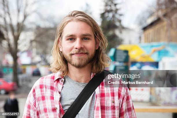 portrait of confident man - bart stock-fotos und bilder