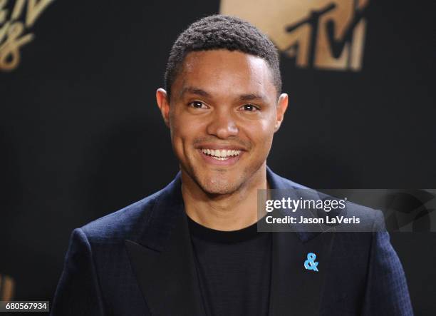 Trevor Noah poses in the press room at the 2017 MTV Movie and TV Awards at The Shrine Auditorium on May 7, 2017 in Los Angeles, California.