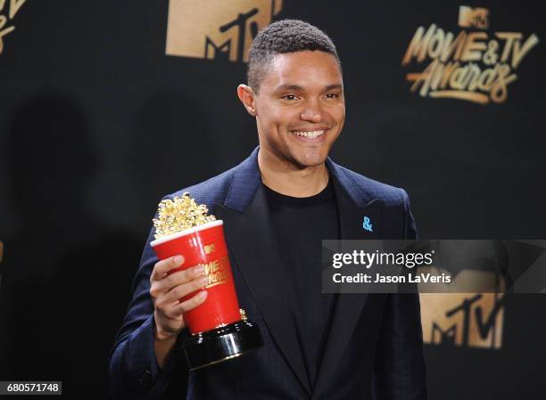 Trevor Noah poses in the press room at the 2017 MTV Movie and TV Awards at The Shrine Auditorium on May 7, 2017 in Los Angeles, California.