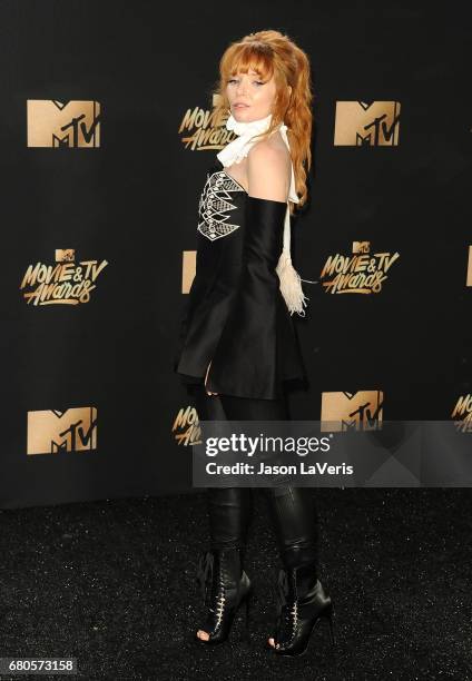 Actress Stef Dawson poses in the press room at the 2017 MTV Movie and TV Awards at The Shrine Auditorium on May 7, 2017 in Los Angeles, California.