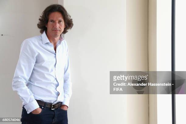 Legend Alexey Smertin of Russia poses after a interview at The Diplomat Radisson BLU Hotel on May 9, 2017 in Manama, Bahrain.