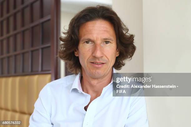 Legend Alexey Smertin of Russia poses after a interview at The Diplomat Radisson BLU Hotel on May 9, 2017 in Manama, Bahrain.