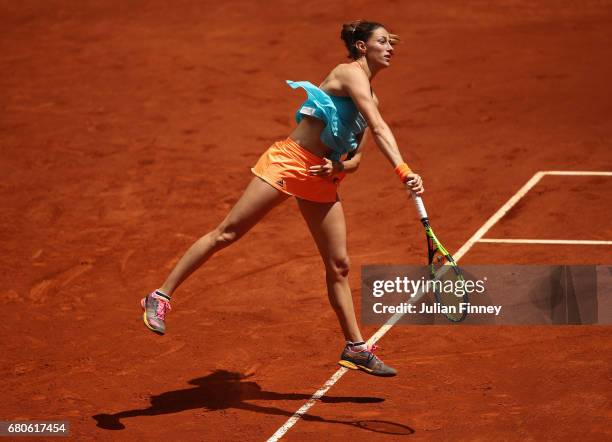 Mariana Duque-Marino of Columbia in action against Samantha Stosur of Australia during day four of the Mutua Madrid Open tennis at La Caja Magica on...