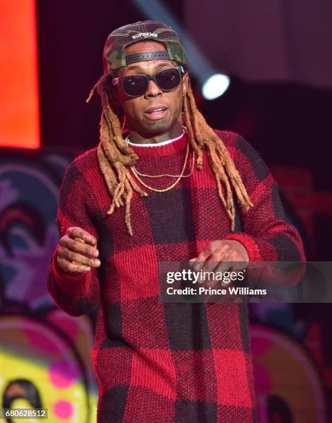 Rapper Lil Wayne Performs in Concert During 'Kloser 2 U' Tour at Coca-Cola Roxy on May 8, 2017 in Atlanta, Georgia.