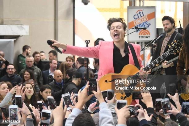 Harry Styles performs on NBC's "Today" at Rockefeller Plaza on May 9, 2017 in New York City.