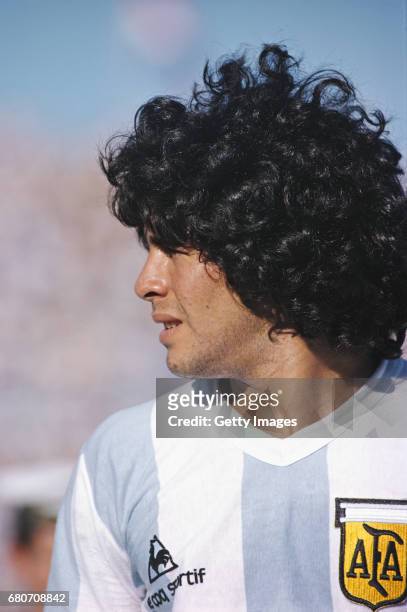 Argentina player Diego Maradona pictured before a Copa De Oro match between Argentina and Brazil on January 4, 1981 in Montevideo, Uruguay.