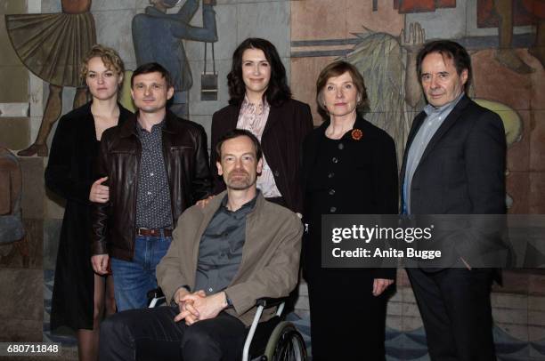 Actors Lisa Wagner, Florian Lukas, Joerg Hartmann, Claudia Mehnert, Ruth Reinecke and Uwe Kockisch attend the photo call for the new season of the...