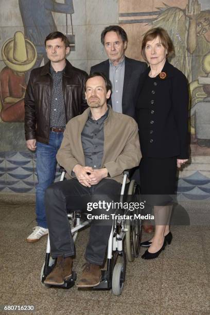 Florian Lukas, Joerg Hartman, Ruth Reinicke and Uwe Kockisch attend the photo call for the new season of the television show 'Weissensee' on May 9,...