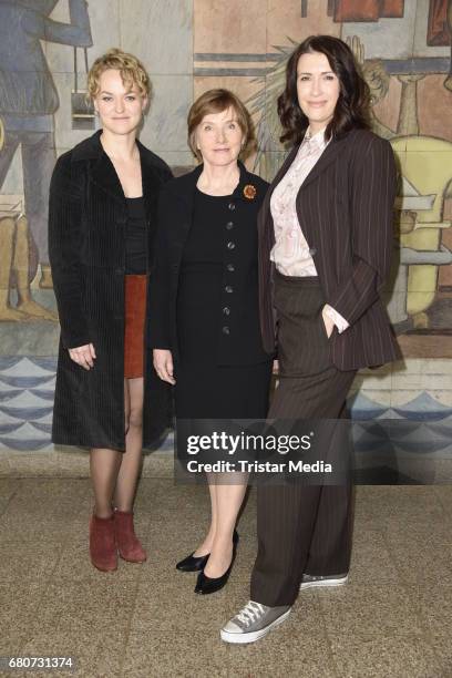 Lisa Wagner, Ruth Reinicke and Claudia Mehnert attend the photo call for the new season of the television show 'Weissensee' on May 9, 2017 in Berlin,...