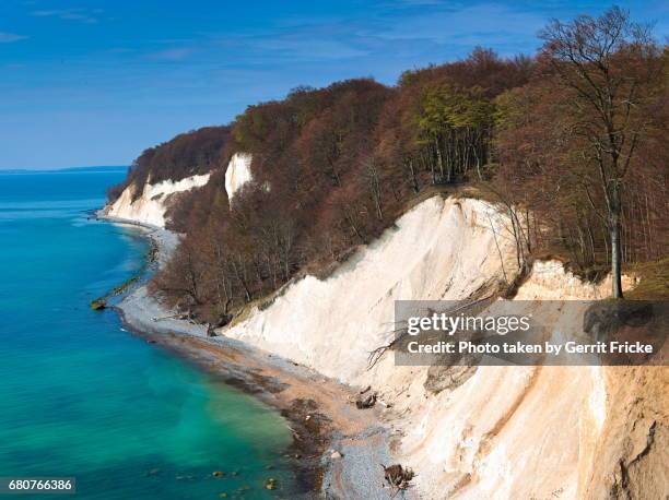 rügen island chalk cliffs jasmund national park (kreidefelsen) - rügen kreidefelsen stock pictures, royalty-free photos & images