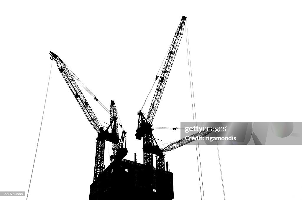 Silhouette of a Crane on a construction site