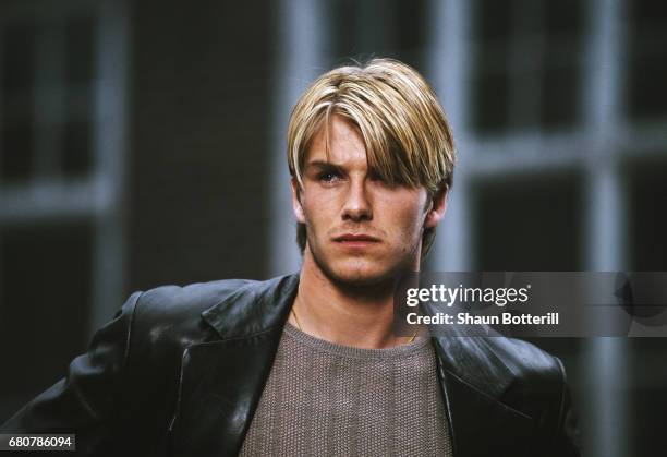 David Beckham of Manchester United on a commercial shoot in Manchester on May 2, 1998 in Manchester, England.