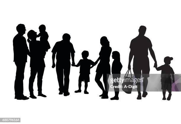 big families - in silhouette stock illustrations