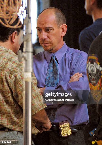 Actor Miguel Ferer prepares to film a scene for an upcoming episode of "Crossing Jordan" November 8, 2001 in Los Angeles, CA.