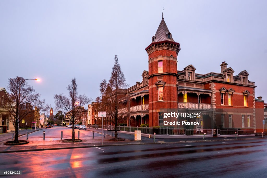 Sunset on the streets of Launceston, Tasmania