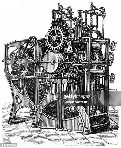 finishing machine, roller fulling machine - printing roller stock illustrations