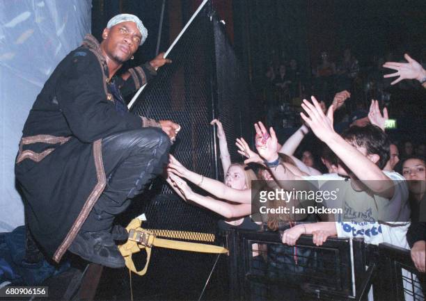Maxim of The Prodigy performing on stage United Kingdom, 1994.