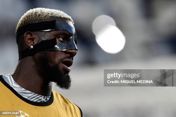 Monaco's French midfielder Tiemoue Bakayoko warms up before the UEFA Champions League semi final second leg football match Juventus vs Monaco, on May...