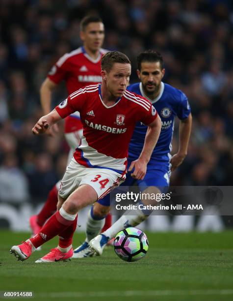 Adam Forshaw of Middlesbrough during the Premier League match between Chelsea and Middlesbrough at Stamford Bridge on May 8, 2017 in London, England.