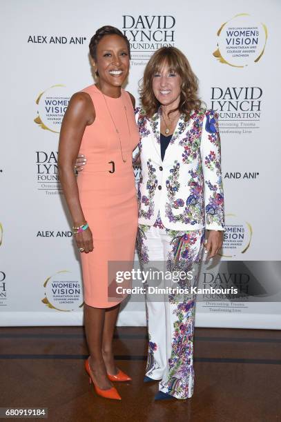 Co-anchor of GMA Robin Roberts and Joanna Plafsky attend David Lynch Foundation Hosts Women of Vision Awards at 583 Park Avenue on May 9, 2017 in...