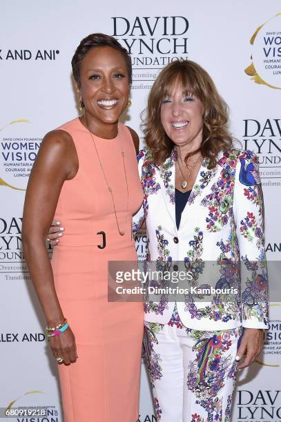 Co-anchor of GMA Robin Roberts and Joanna Plafsky attend David Lynch Foundation Hosts Women of Vision Awards at 583 Park Avenue on May 9, 2017 in...