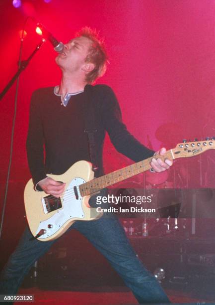 Thom Yorke of Radiohead performing on stage at Town & Country Club, Kentish Town, London, 14 March 1993.