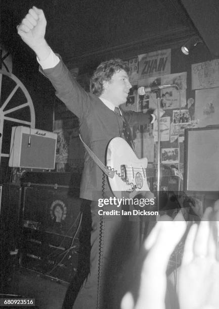 Tom Robinson Band performing on stage at The Brecknock, London, 1977.