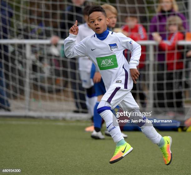 Maik Afri Akumu of Hertha BSC U9 during the test match between Hertha 03 Zehlendorf and Hertha BSC U9 on may 9, 2017 in Berlin, Germany.