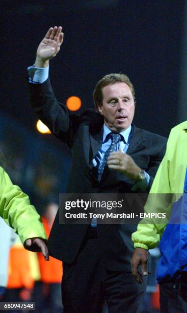 Portsmouth's Harry Redknapp celebrates promotion to the Premiership after winning against Burnley