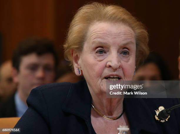 Former Secretary of State Madeline Albright testifies during a Senate Appropriations Committee hearing on Capitol Hill, on May 9, 2017 in Washington,...