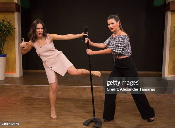 Actress Anabell Gardoqui "Ana" de la Reguera and Ana Patricia Gamez are seen on the set of 'Despierta America' at Univision Studios on May 9, 2017 in...