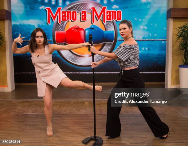 Actress Anabell Gardoqui "Ana" de la Reguera and Ana Patricia Gamez are seen on the set of 'Despierta America' at Univision Studios on May 9, 2017 in...