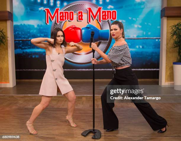 Actress Anabell Gardoqui "Ana" de la Reguera and Ana Patricia Gamez are seen on the set of 'Despierta America' at Univision Studios on May 9, 2017 in...