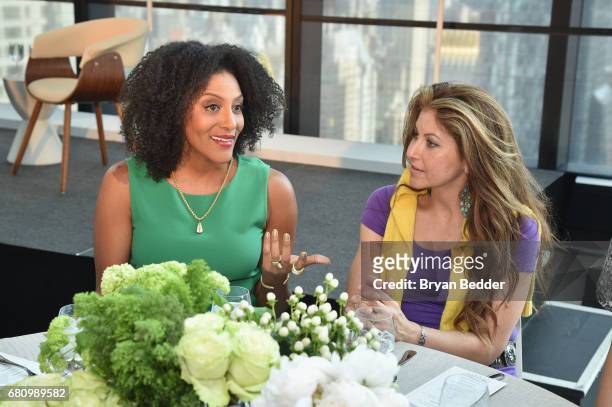 Tony-winning performer and writer Sarah Jones and guest attends the 4th Annual Town & Country Philanthropy Summit at Hearst Tower on May 9, 2017 in...