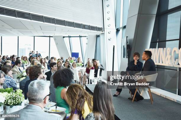 Lawyer & Civic Leader Valerie Jarrett and Singer/Songwriter John Legend speak onstage during the 4th Annual Town & Country Philanthropy Summit at...