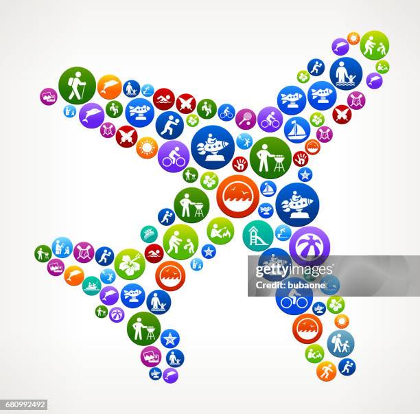 plane summer family fun vector button pattern - jump from plane stock illustrations