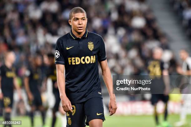 Kylian Mbapp of Monaco during the UEFA Champions League Semi-Final game 2 match between Juventus and Monaco at the Juventus Stadium, Turin, Italy on...