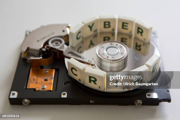 Symbol photo on the topics Cyber Crime, Computer, data security, industrial espionage, personality rights, etc. The photo shows the lettering Cyber...