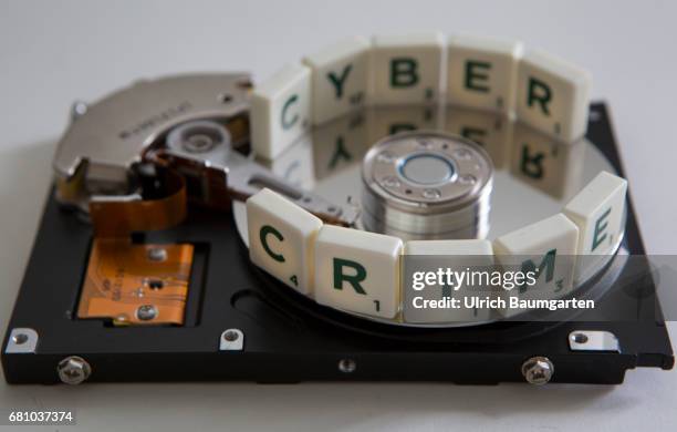 Symbol photo on the topics Cyber Crime, Computer, data security, industrial espionage, personality rights, etc. The photo shows the lettering Cyber...