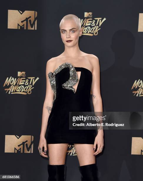Cara Delevingne attends the 2017 MTV Movie And TV Awards at The Shrine Auditorium on May 7, 2017 in Los Angeles, California.