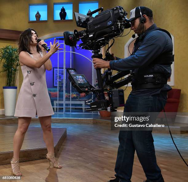 Actress Anabell Gardoqui 'Ana' de la Reguera is seen on the set of 'Despierta America' at Univision Studios on May 9, 2017 in Miami, Florida.
