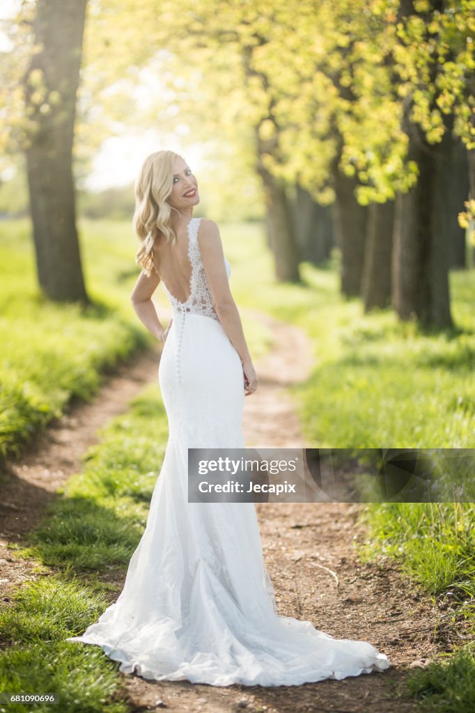 Glamour bride in the nature