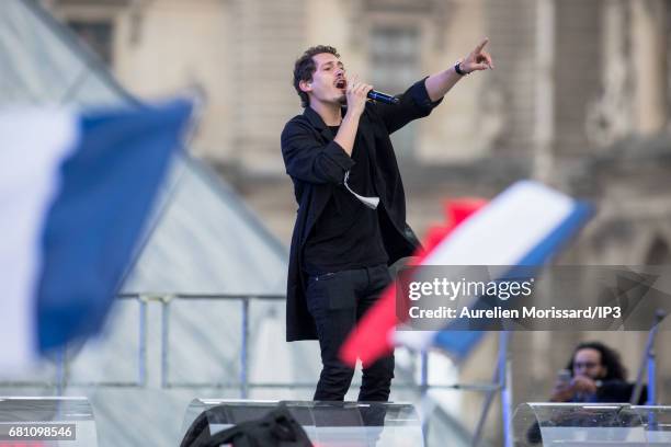 Supporters celebrate with a concert victory of Emmanuel Macron , Founder and Leader of the political movement 'En Marche !' and elected as new French...