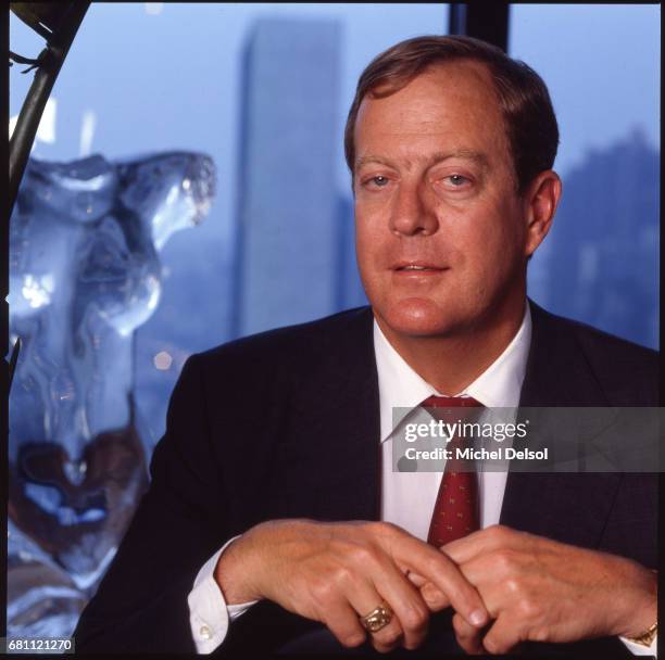 Portrait of David Koch, businessman, philanthropist, political activist and chemical engineer in his apartment. New York City, New York. July 14,...