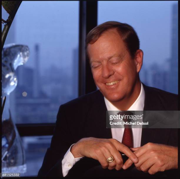 Portrait of David Koch, businessman, philanthropist, political activist and chemical engineer in his apartment. New York City, New York. July 14,...