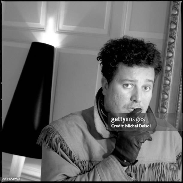 Portrait of Philippe Starck, Interior, product, industrial, architectural and furniture designer in his house in Montfort l'Amaury, south of Paris,...