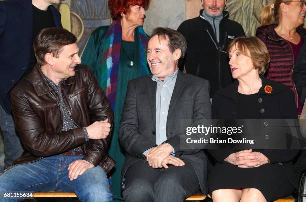 Florian Lukas, Joerg Hartmann and Ruth Reinecke at the photo call for the new season of the television show 'Weissensee' on May 9, 2017 in Berlin,...