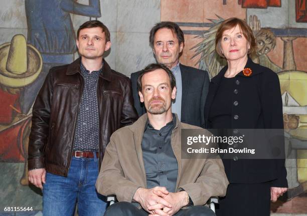 Florian Lukas, Joerg Hartmann, Joerg Hartmann and Ruth Reinecke at the photo call for the new season of the television show 'Weissensee' on May 9,...