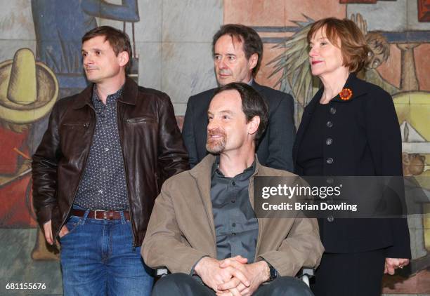 Florian Lukas, Joerg Hartmann, Joerg Hartmann and Ruth Reinecke at the photo call for the new season of the television show 'Weissensee' on May 9,...