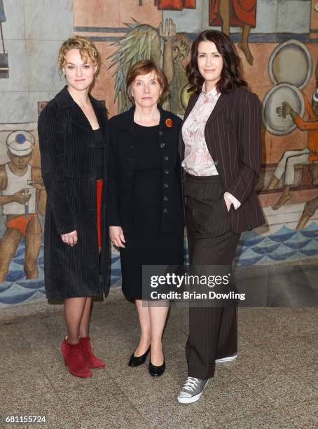 Ruth Reinecke, Lisa Wagner and Claudia Mehnert at the photo call for the new season of the television show 'Weissensee' on May 9, 2017 in Berlin,...
